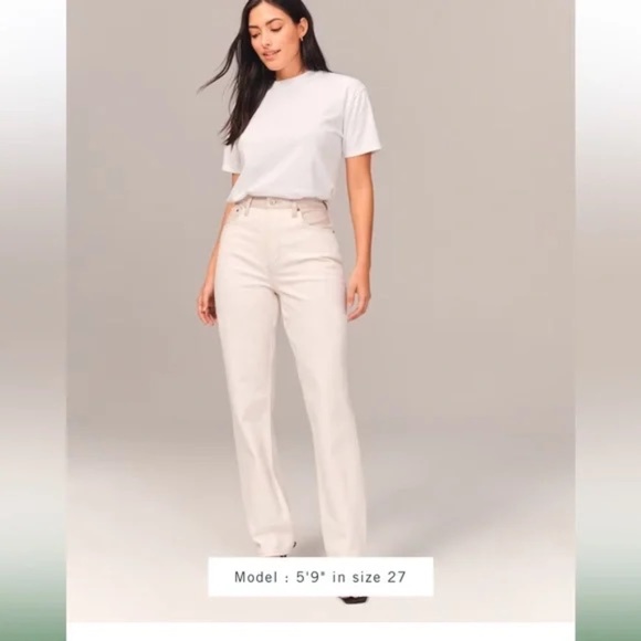 Abercrombie 90’s relaxed high rise Mixed Fabric Jeans NEW without tags SHORT - Picture 1 of 6